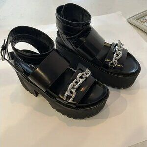 Louis Vuitton Runway 2016 Black Samurai Chain Platform Sandals Size EU 40